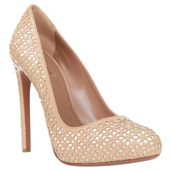 ALAIA nude Vienne laser cut leather almond toe stiletto classic pumps EU37.5