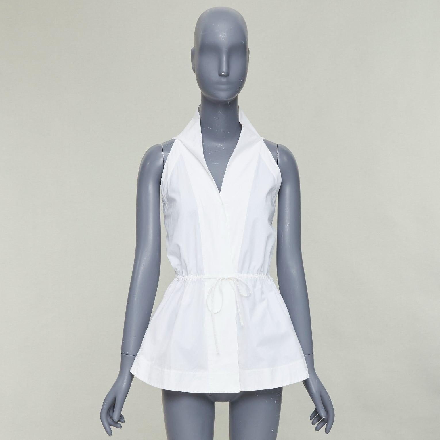 ALAIA camiseta de tirantes con cordón de algodón blanco roto FR36 S en venta 5