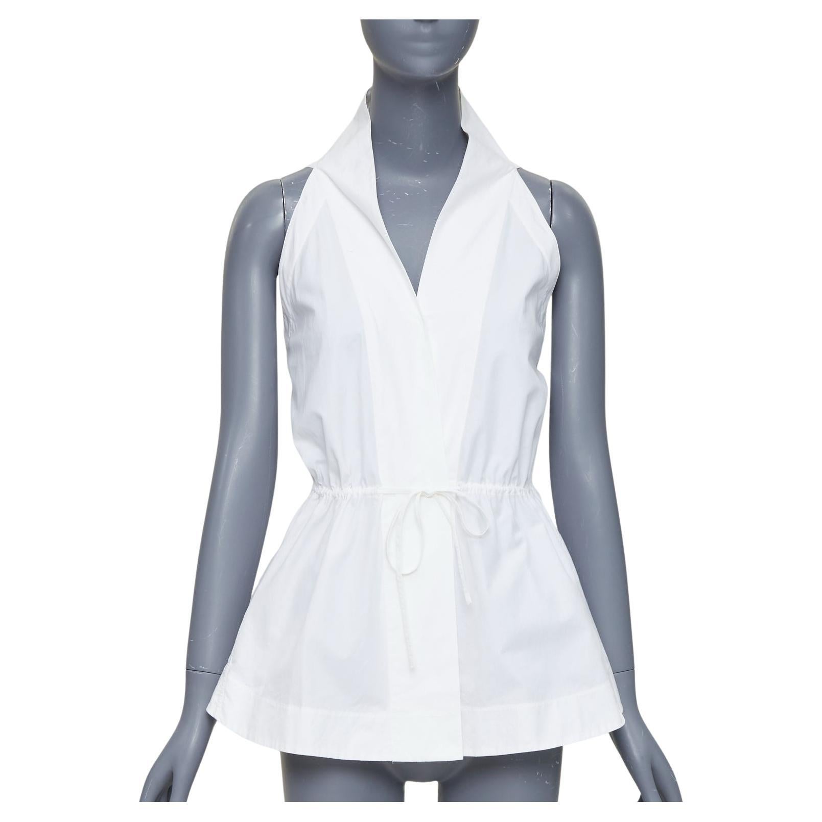 ALAIA camiseta de tirantes con cordón de algodón blanco roto FR36 S