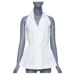 ALAIA camiseta de tirantes con cordón de algodón blanco roto FR36 S
