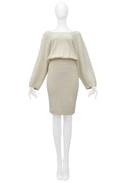 Alaia Off White Linen Dress With Back Cutout