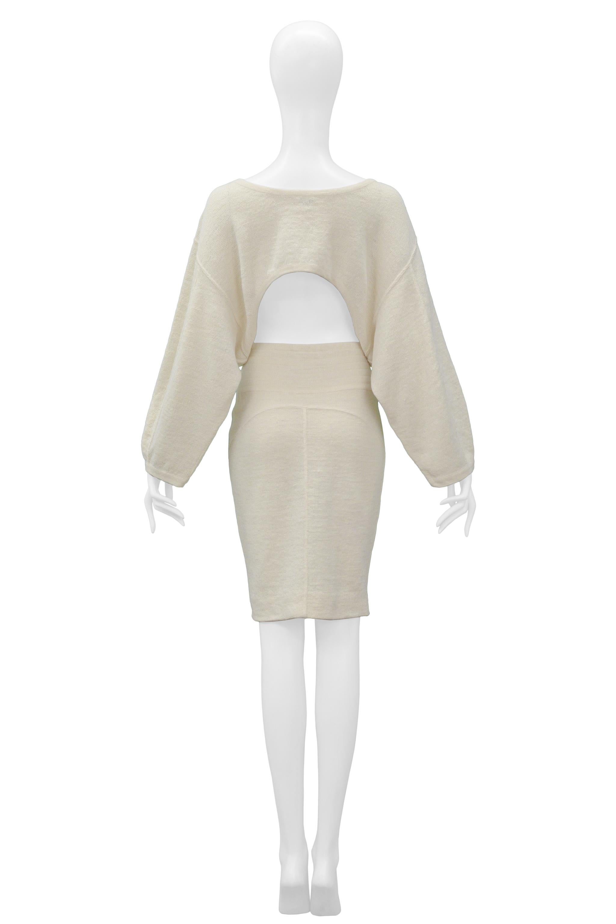Women's Alaia Off White Linen Dress With Back Cutout