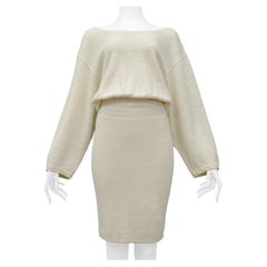 Alaia Off White Linen Dress With Back Cutout