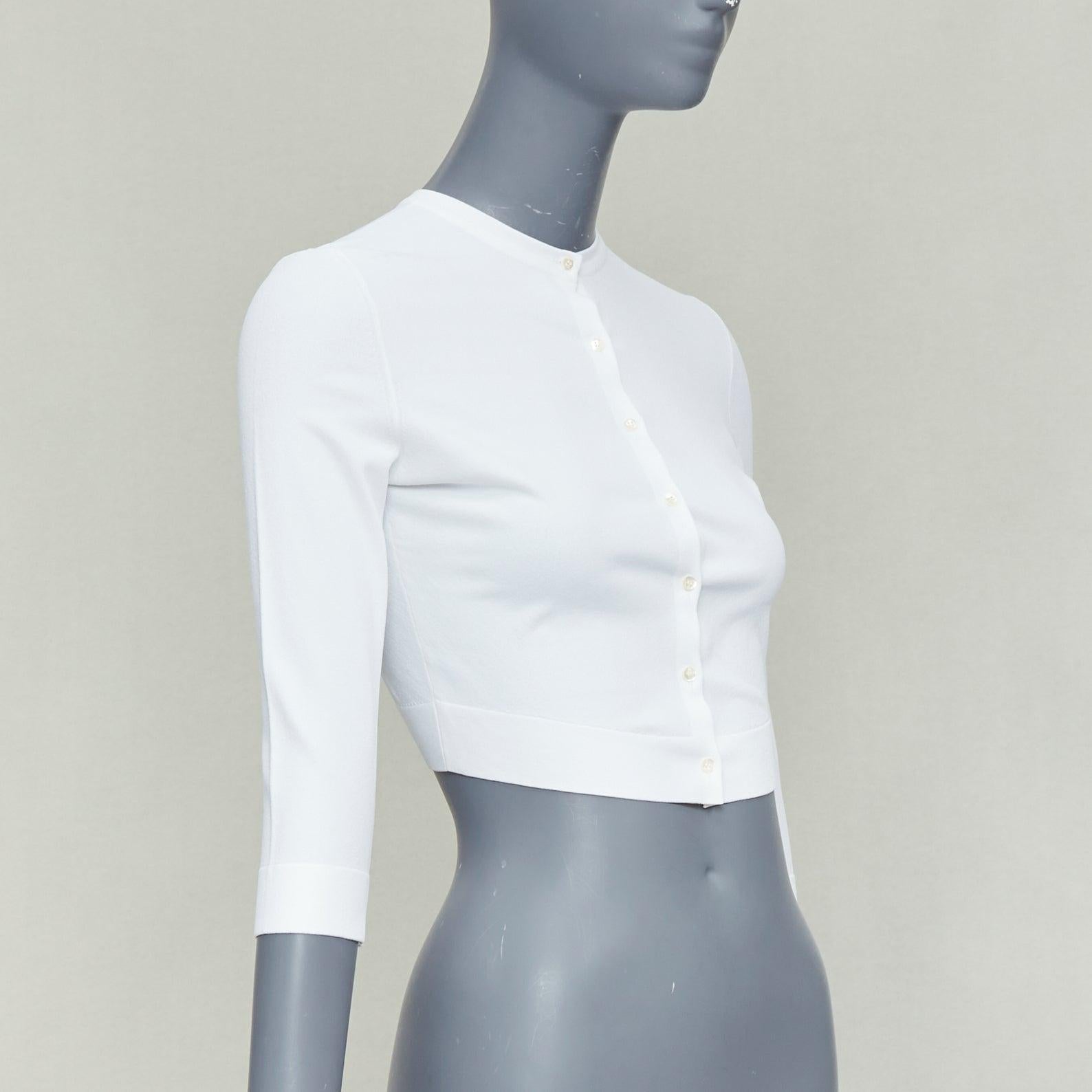 ALAIA cardigan cropped à col ras du cou en viscose mélangée blanc cassé FR36 S Bon état - En vente à Hong Kong, NT