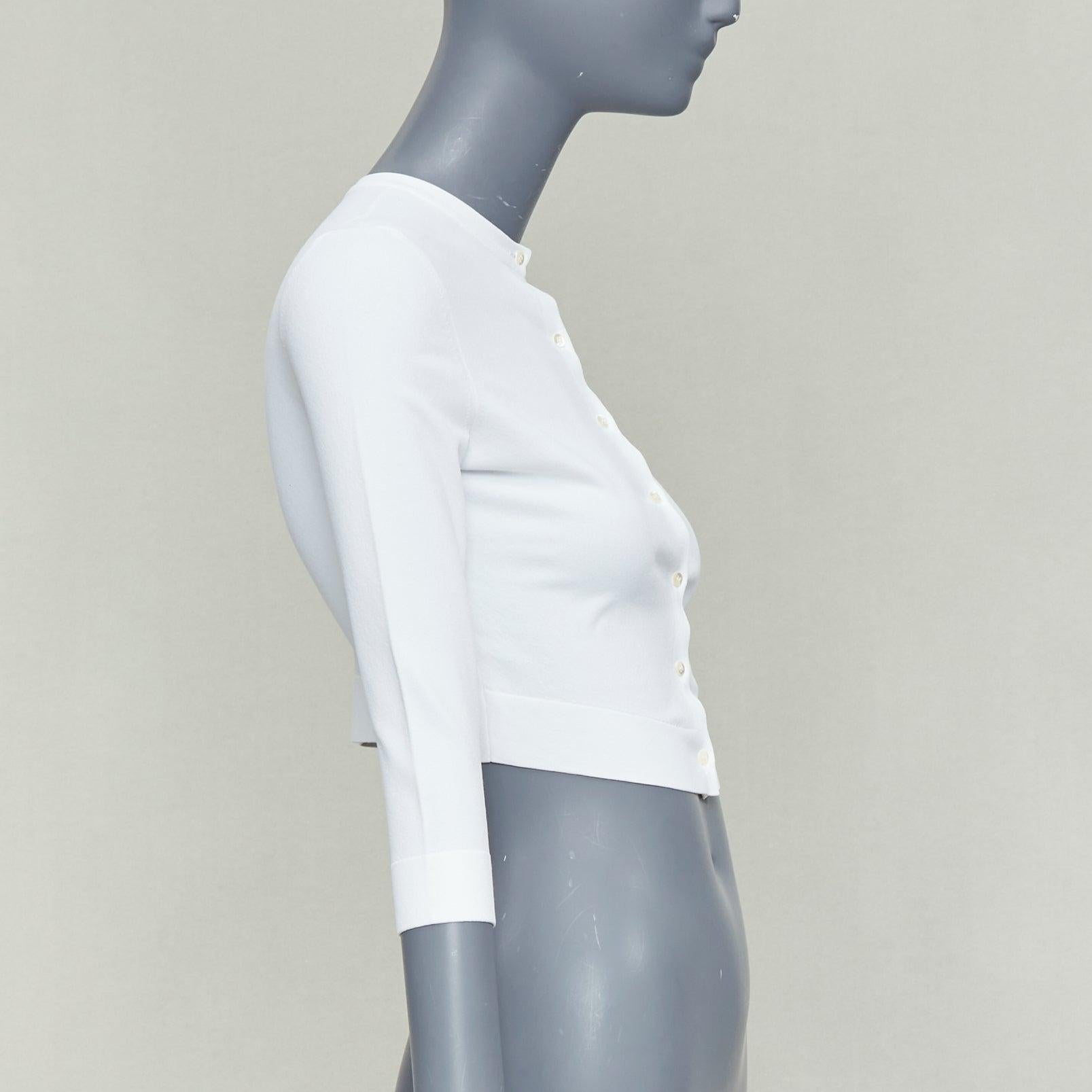 ALAIA cardigan cropped à col ras du cou en viscose mélangée blanc cassé FR36 S Pour femmes en vente