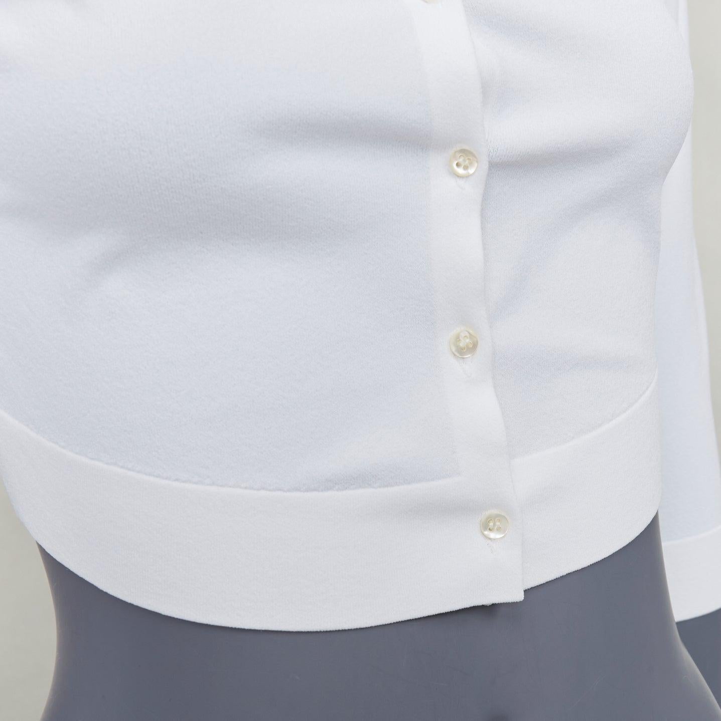 ALAIA cardigan cropped à col ras du cou en viscose mélangée blanc cassé FR36 S en vente 3