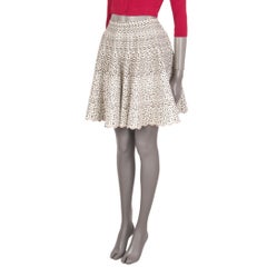 ALAIA off-white viscose SPOTTED A-LINE Skirt 38 S