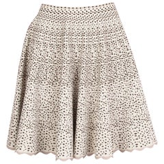 ALAIA off-white viscose SPOTTED A-LINE Skirt 38 S