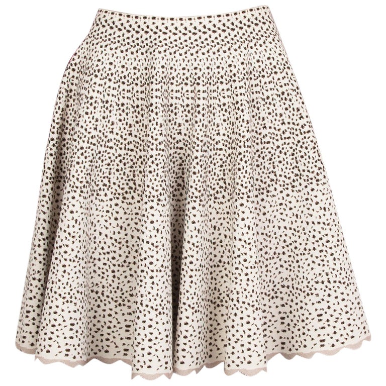 ALAIA off-white viscose SPOTTED A-LINE Skirt 38 S For Sale at 1stDibs
