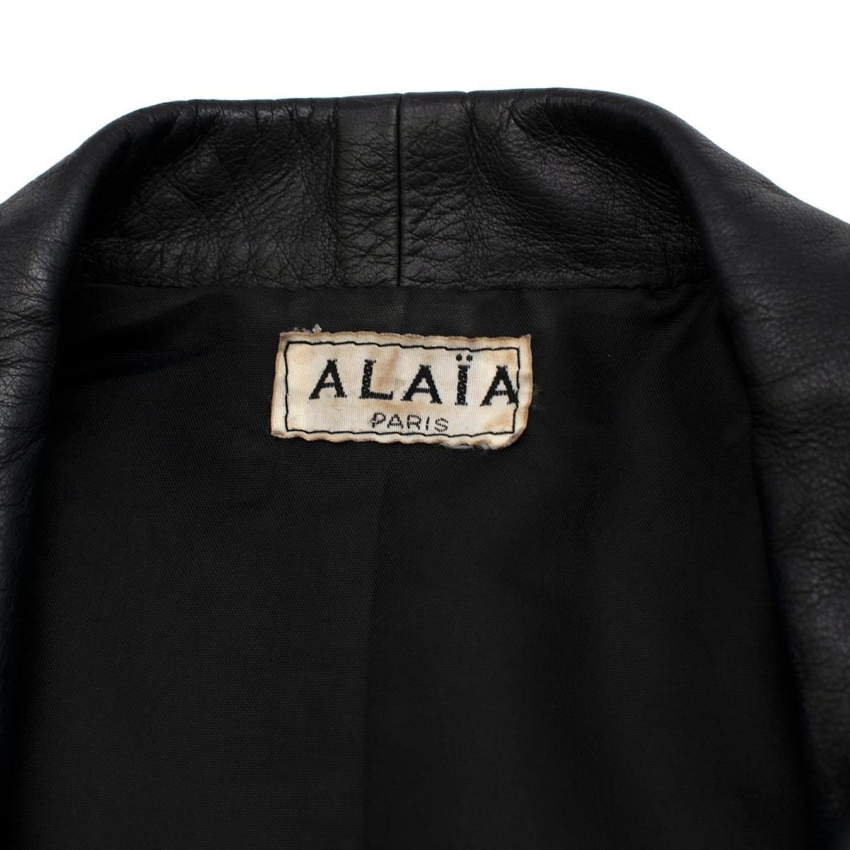 Alaia Open Front Cropped Black Vintage Leather Jacket  - US size 6 For Sale 2