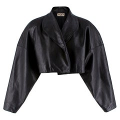 Alaia Open Front Cropped Black Vintage Leather Jacket  - US size 6