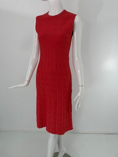 Alaia Orange Gold Metallic Cable Sleeveless Sheath Dress 40