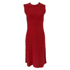 Alaia Orange Gold Metallic Cable Sleeveless Sheath Dress 40