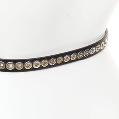 ALAIA Ovale black studded smooth calfskin leather waist belt grommet 65cm