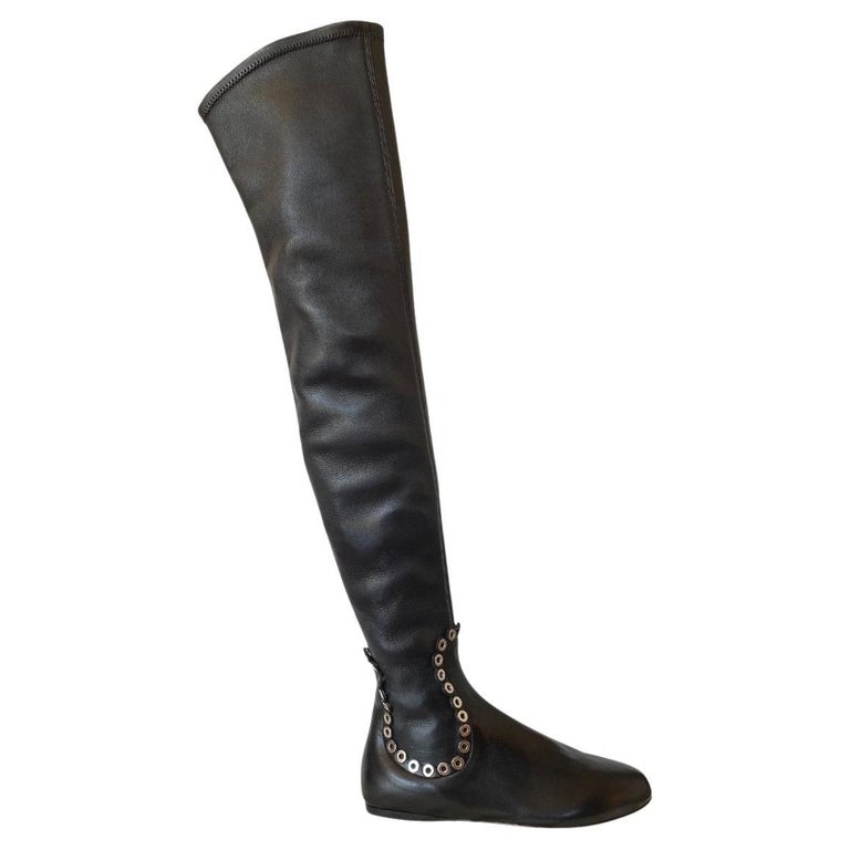 Alaia Over Knee Studded Flat Boots size 39 For Sale at 1stDibs