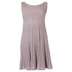 ALAIA pale lilac viscose TEXTURED KNIT Flared Dress 40