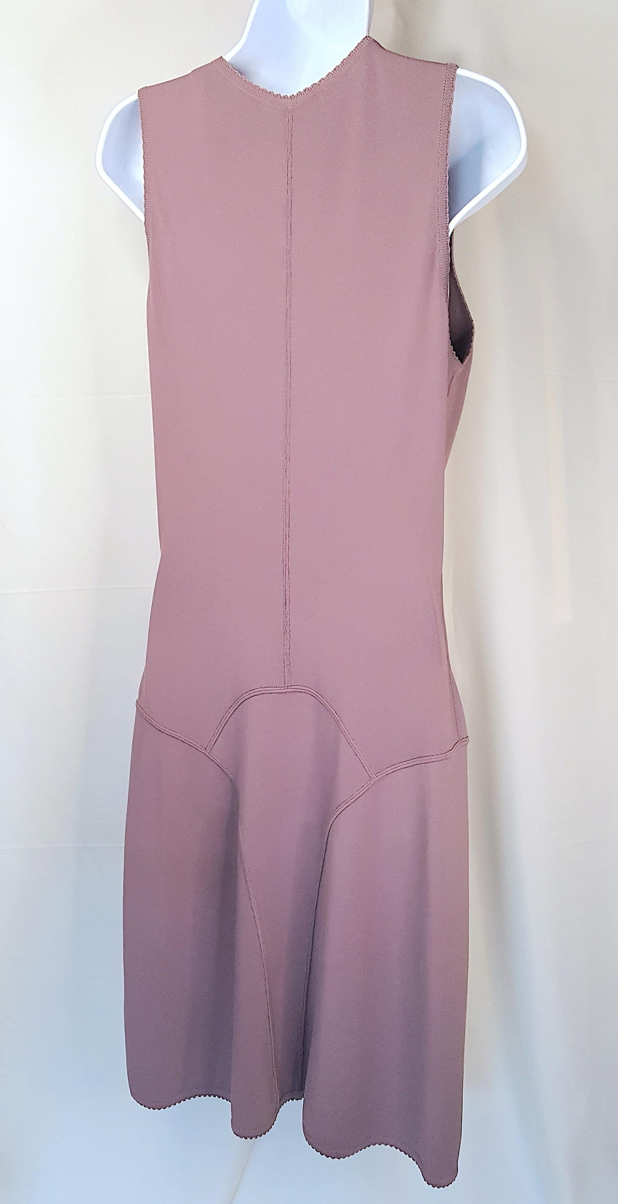 Alaia Paris 1990s BiasCut CurvilinearSeamedButt DropWaist Draping Knit Dress For Sale 5