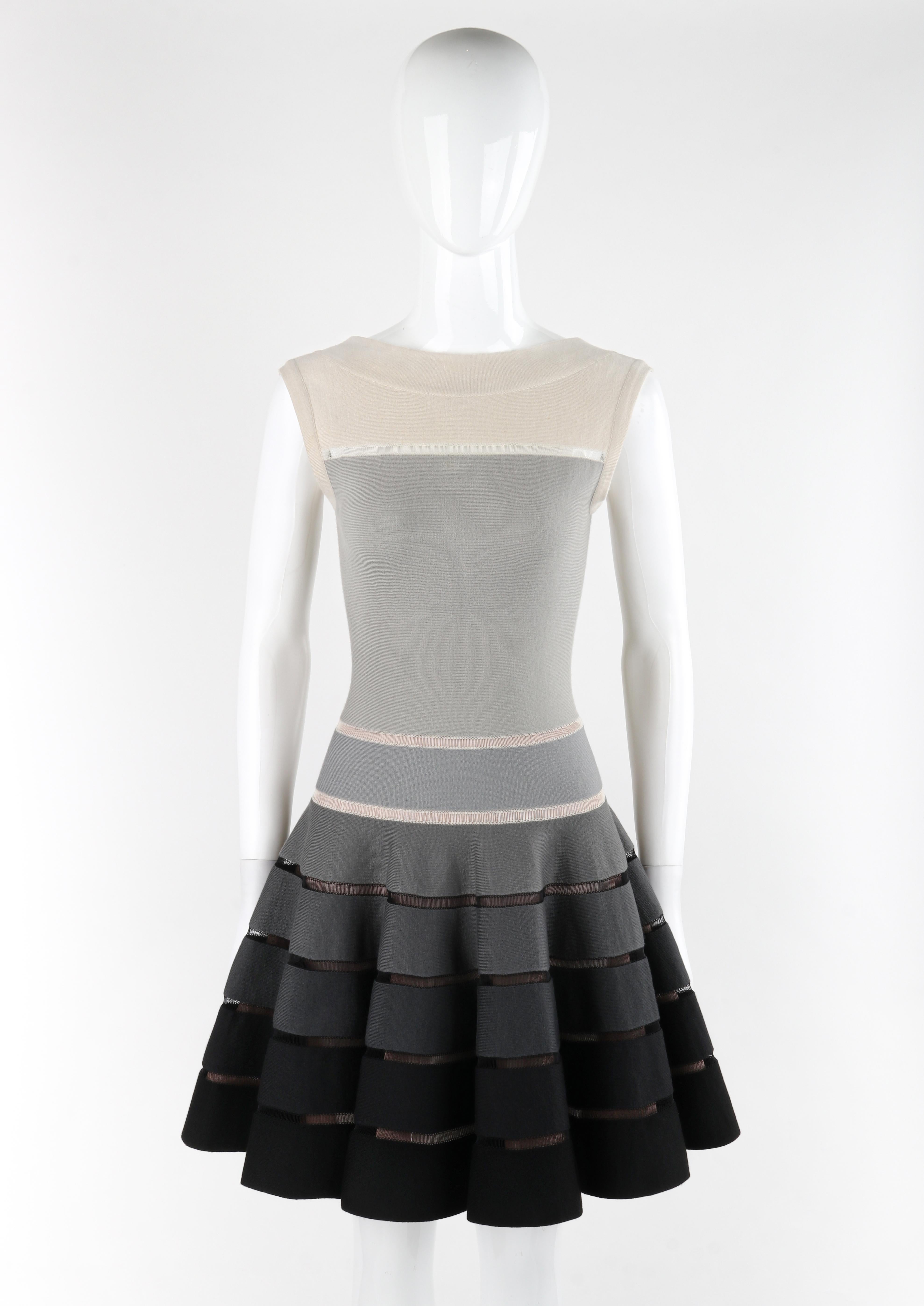 ALAIA PARIS c. 2010 Monochrome Ombre Wool Silk Fit & Flare Mini Dress

Brand / Manufacturer: Alaia Paris
Circa: 2010
Designer: Azzedine Alaïa
Style: Fit and Flare Mini Dress
Color(s): Shades of Cream, Grey, Black
Lined: Yes
Marked Fabric: 