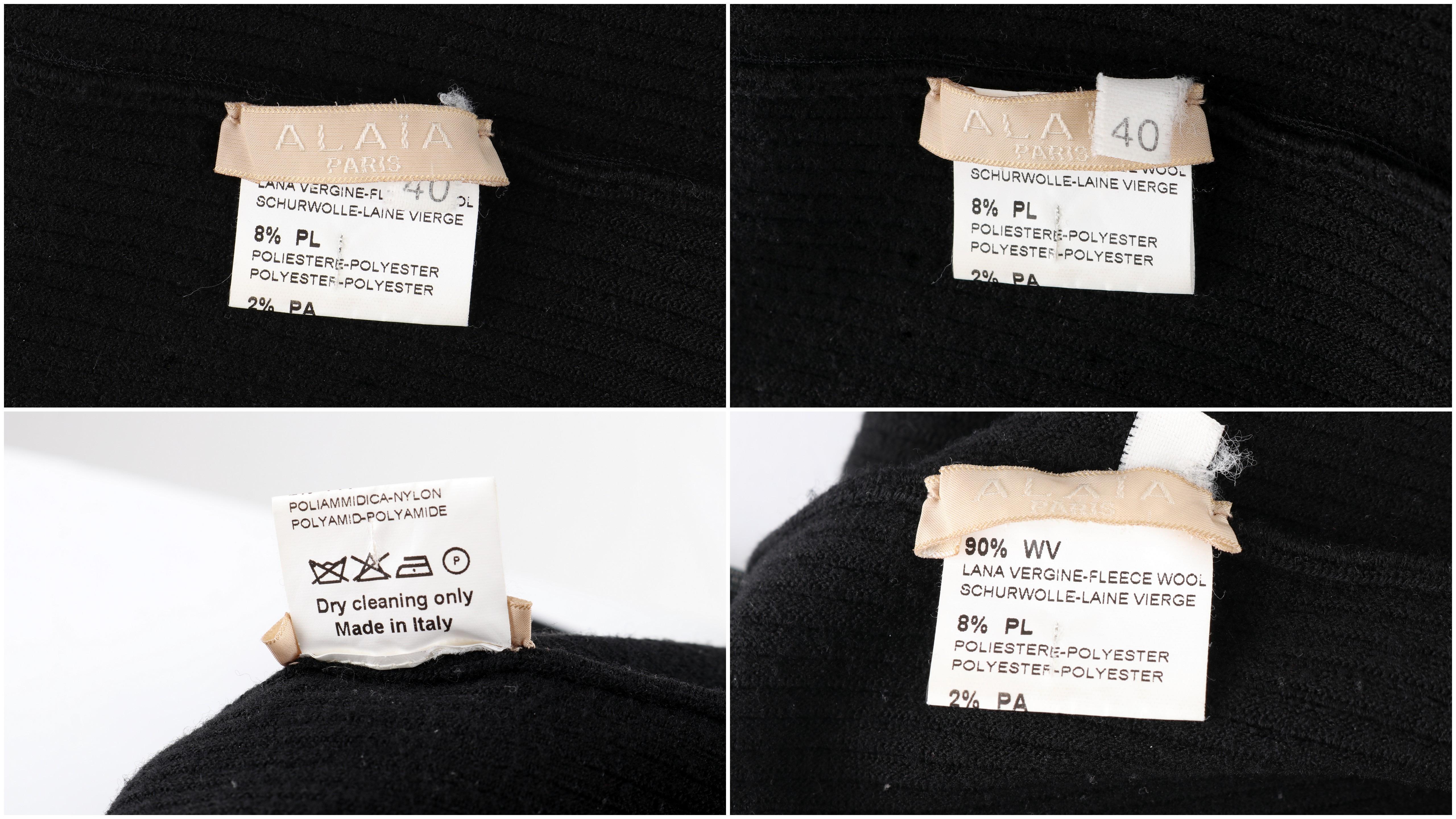 ALAIA Paris c.2010 Schwarzes Woll-Rippenstrick-Minikleid mit plissiertem Saum und Schlagseite im Angebot 4