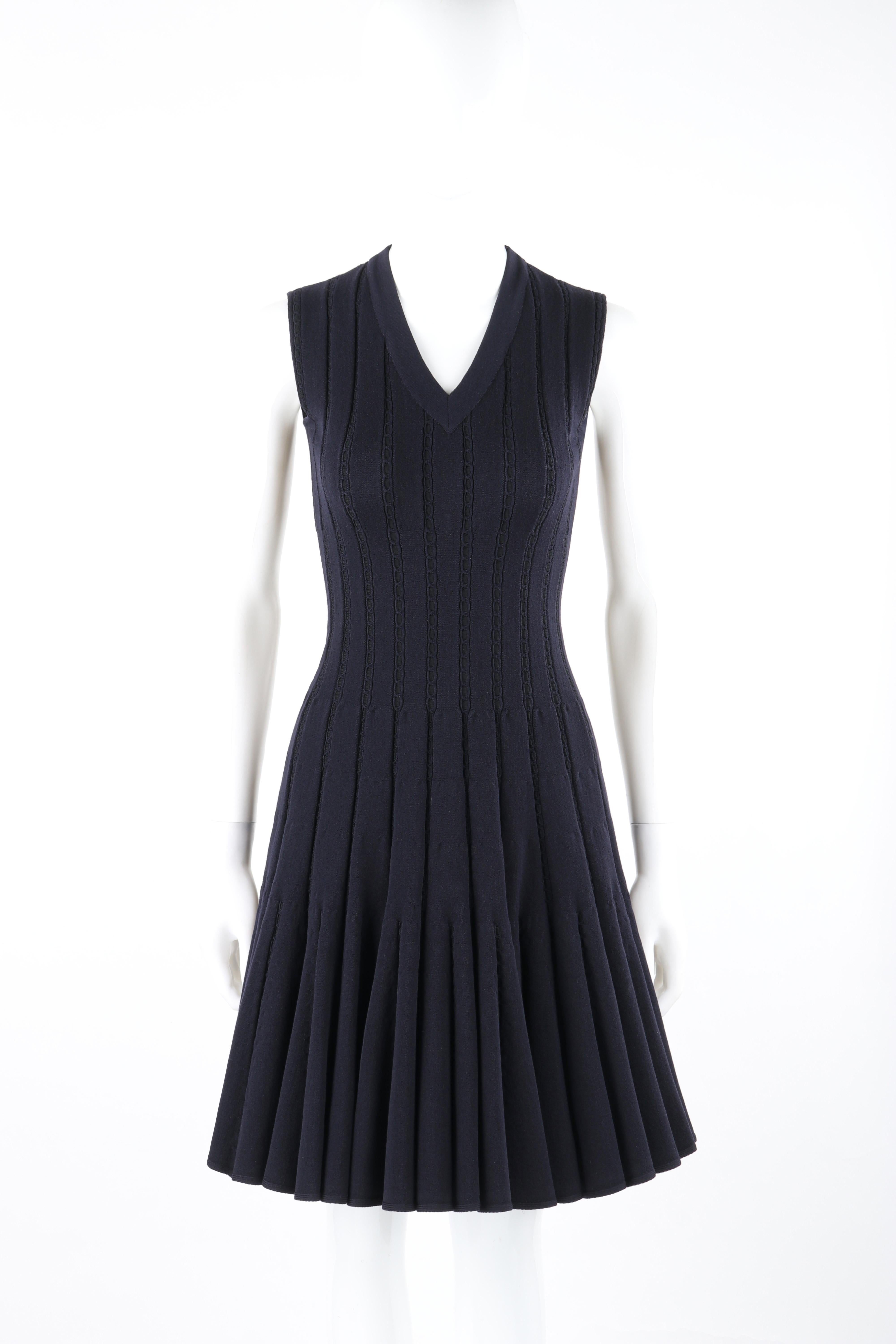 ALAIA Paris c.2010 Navy Blue Pleated Knit Sleeveless Fit & Flare Skater Dress

Brand / Manufacturer: Alaia Paris
Circa: 2010
Designer: Azzedine Alaïa
Style: Fit and Flare Mini Dress
Color(s): Dark Navy Blue
Lined: Yes
Marked Fabric: 