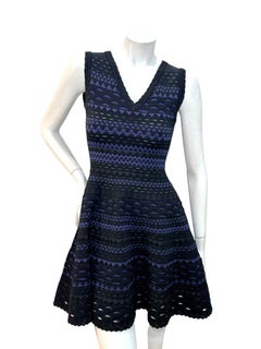 Alaïa Paris Sculptural Geometric Knit Fit-and-Flare Dress, IT 38