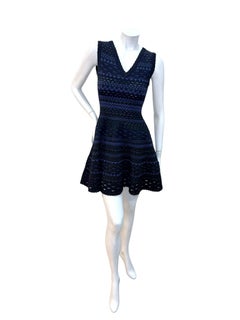 Alaïa Paris Sculptural Geometric Knit Fit-and-Flare Dress, IT 38