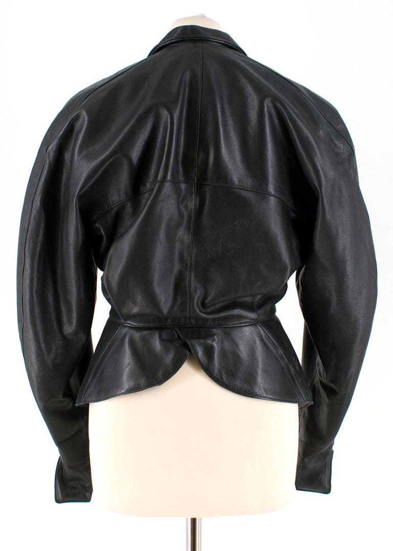 Alaia Paris Vintage Black Leather Cocoon Jacket US 6 at 1stDibs