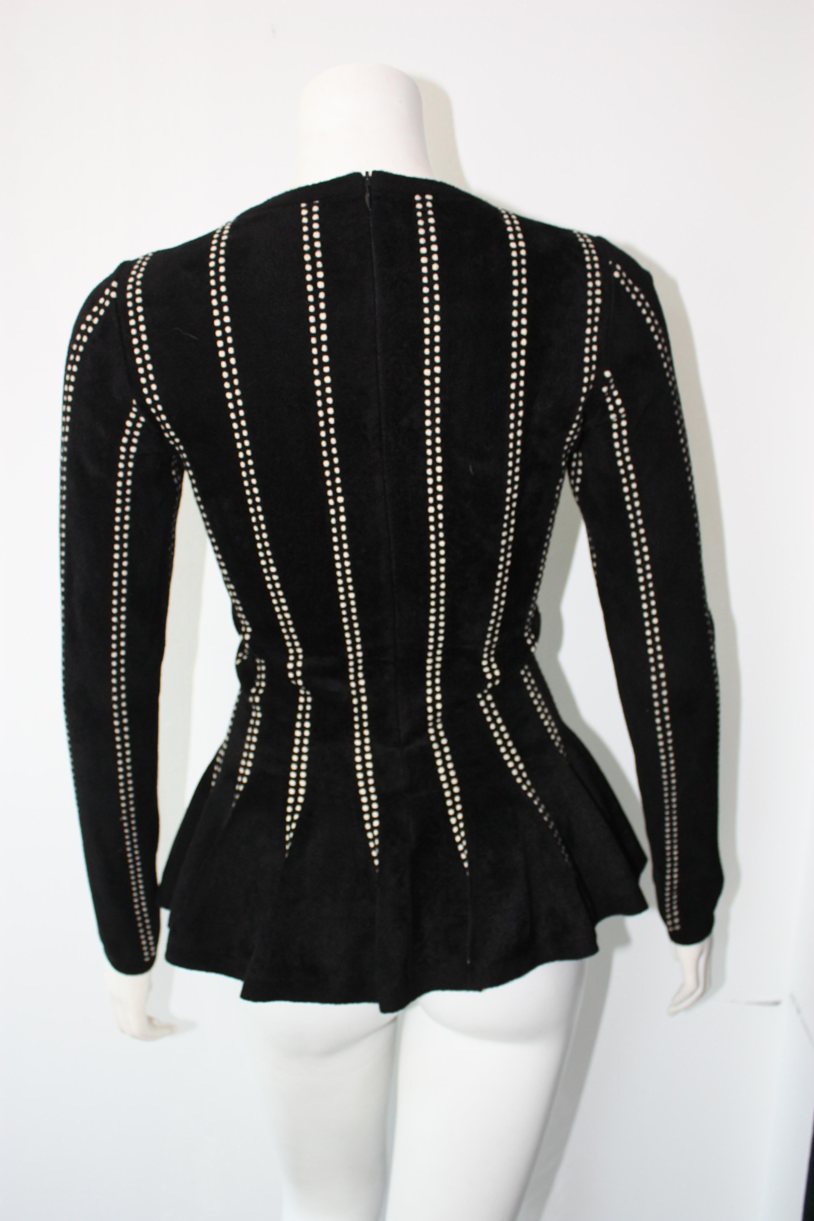 Alaia Black and White Peplum Top Tags attached  1