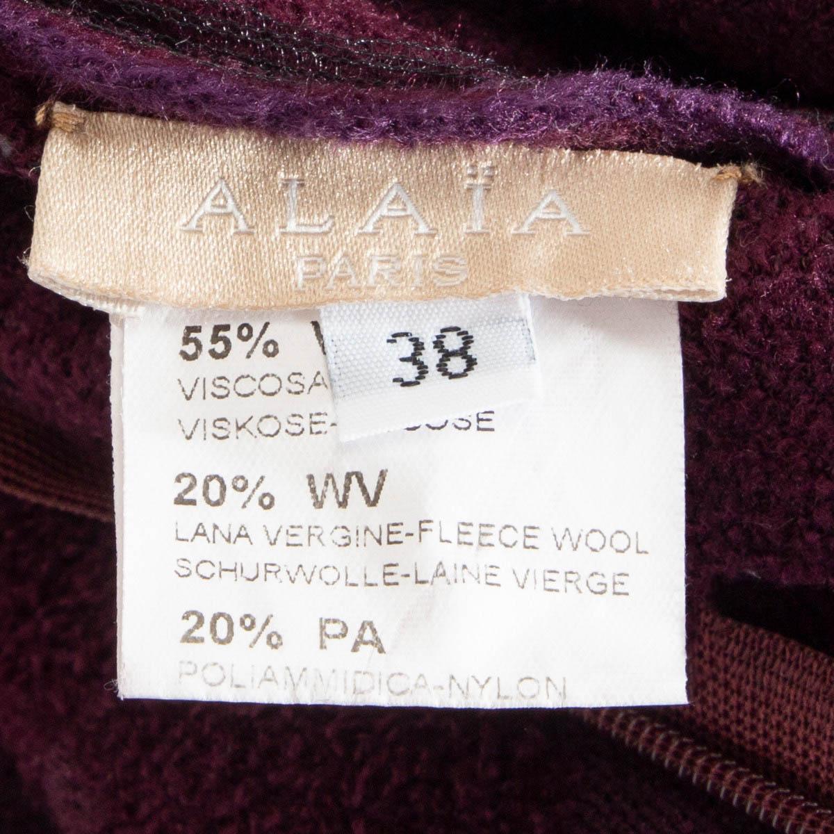 ALAIA petrol & purple viscose & wool COLOR BLOCK FLARED Dress 38 S For Sale 2