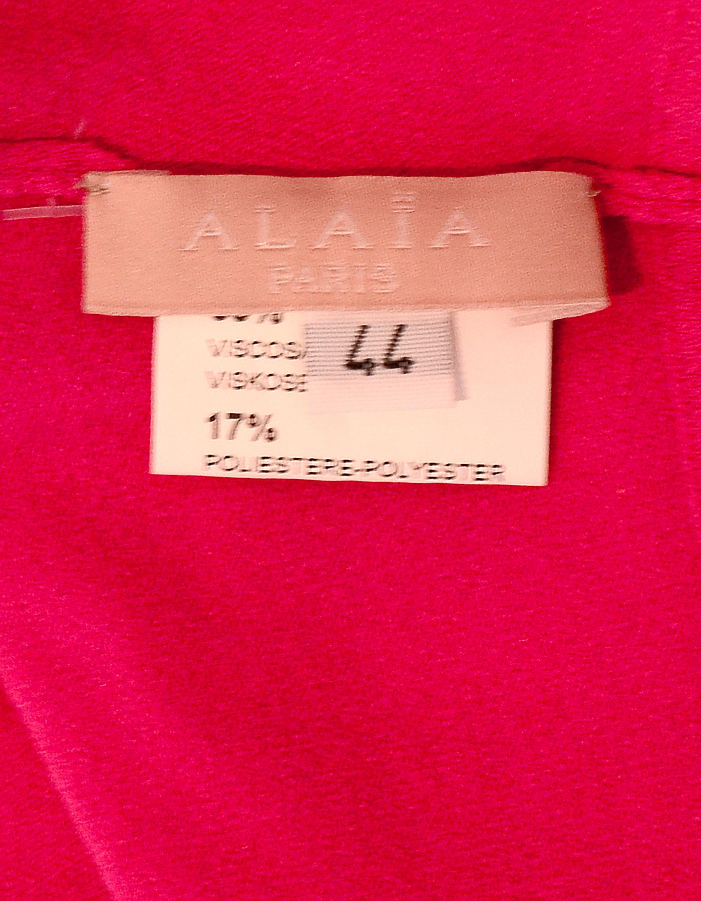 Alaïa - Pull court boutonné rose, taille FR 44 Excellent état - En vente à New York, NY