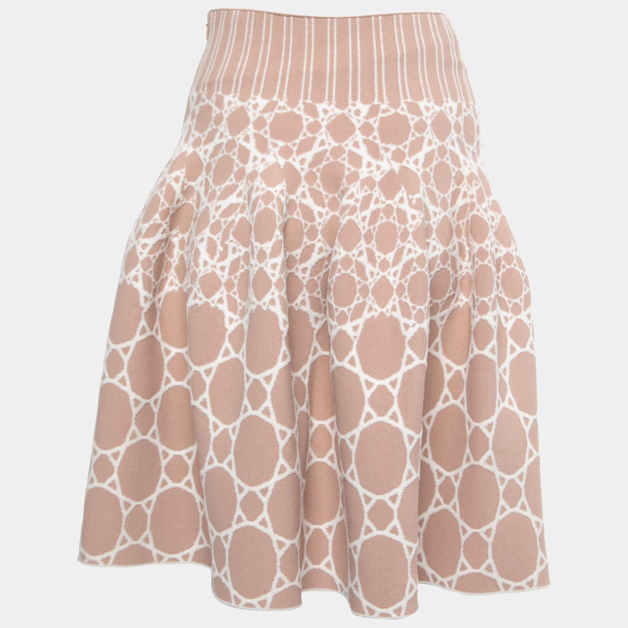 Women's Alaia Pink Jacquard Knit Flare Skirt 