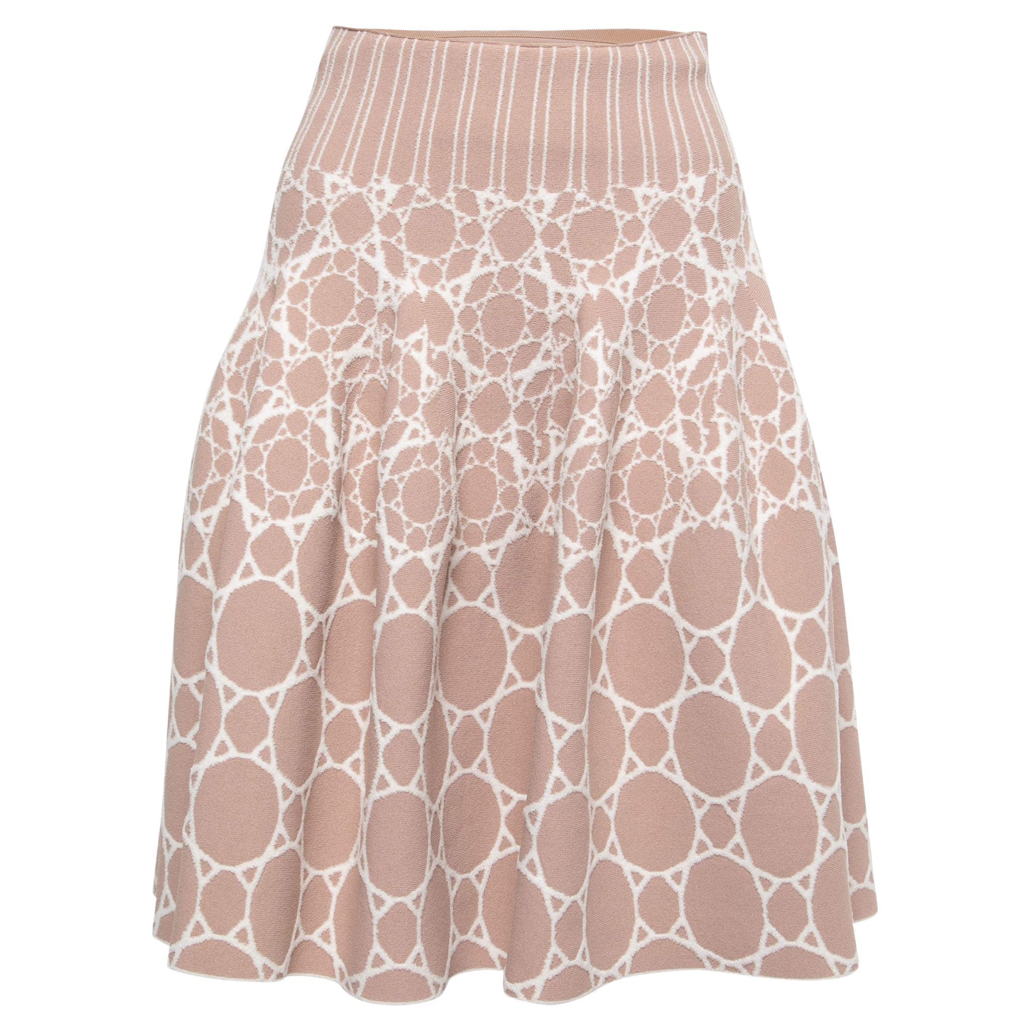 Alaia Pink Jacquard Knit Flare Skirt 