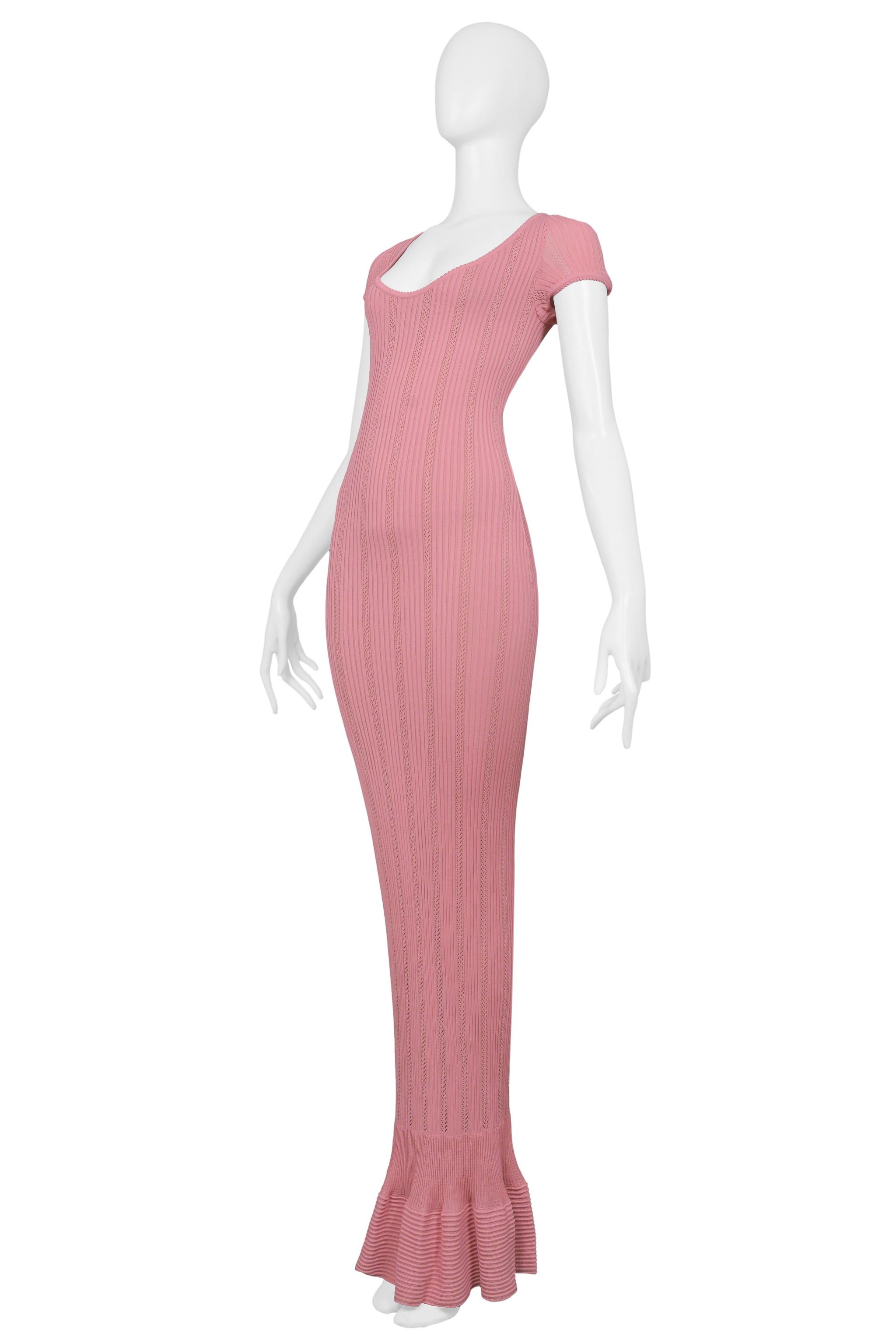 Women's Alaia Pink Knit Bodycon Mermaid Dress SS 1996 For Sale