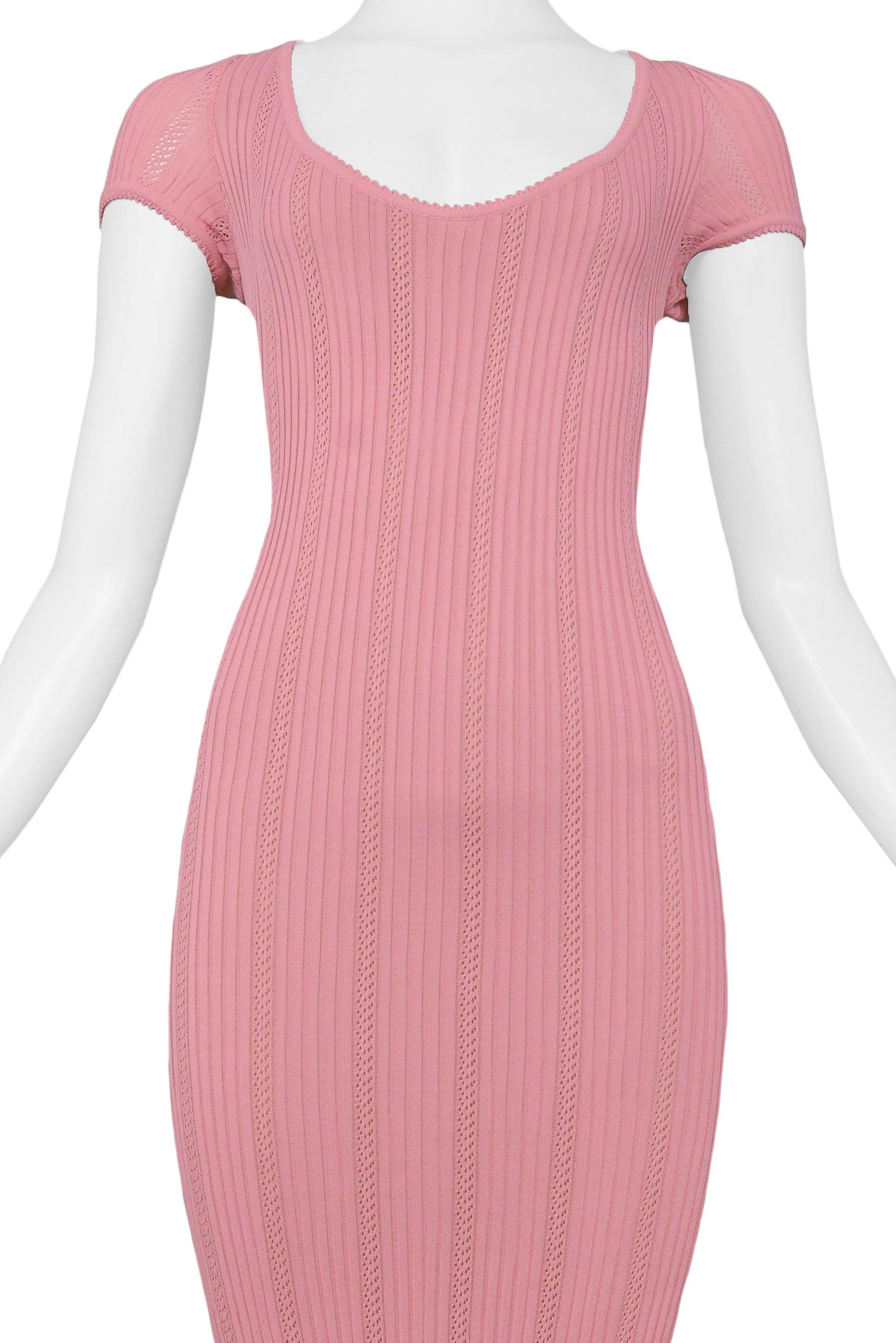 Alaia Pink Knit Bodycon Mermaid Dress SS 1996 For Sale 1