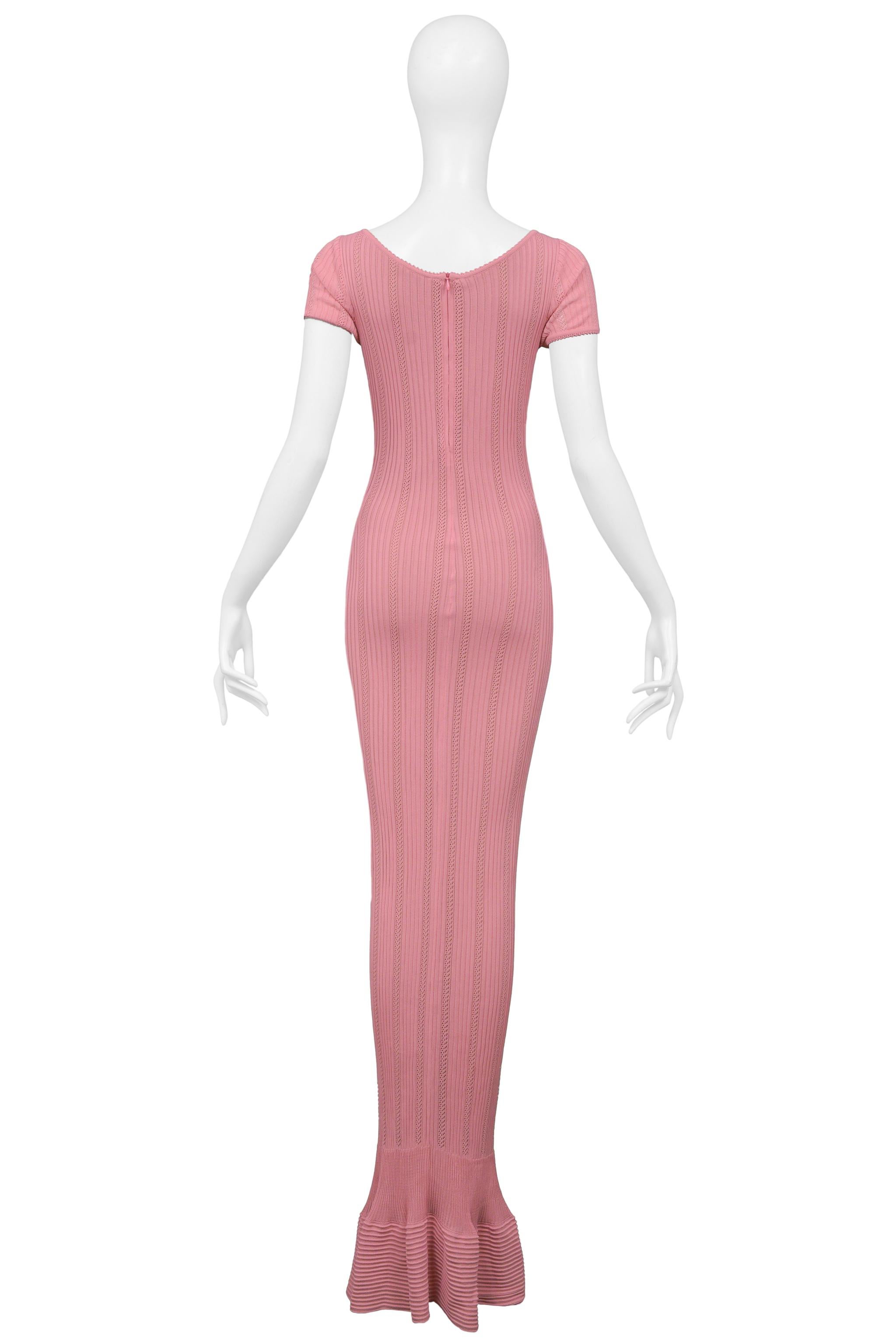 Alaia Pink Knit Bodycon Mermaid Dress SS 1996 For Sale 2