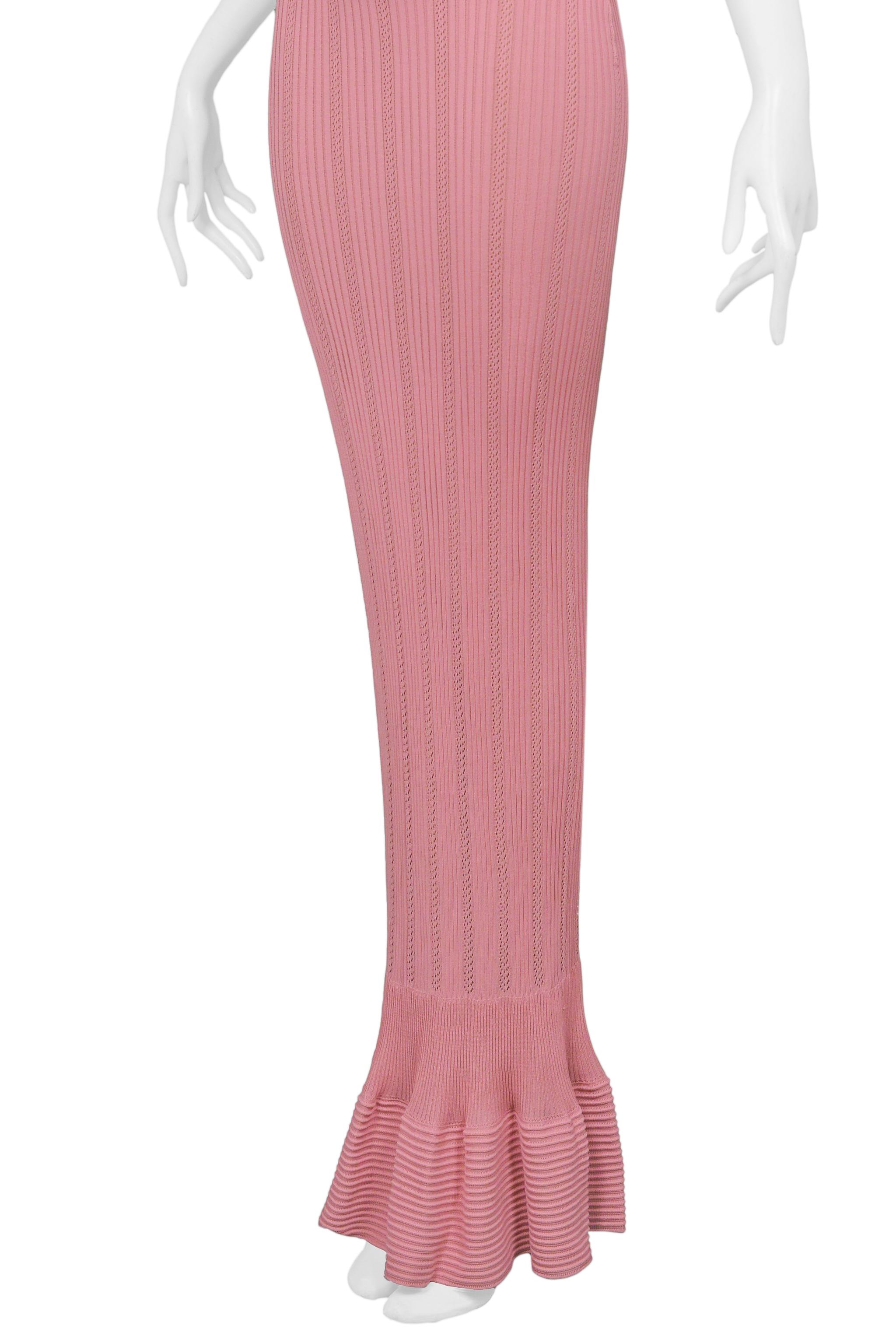 Alaia Pink Knit Bodycon Mermaid Dress SS 1996 For Sale 4