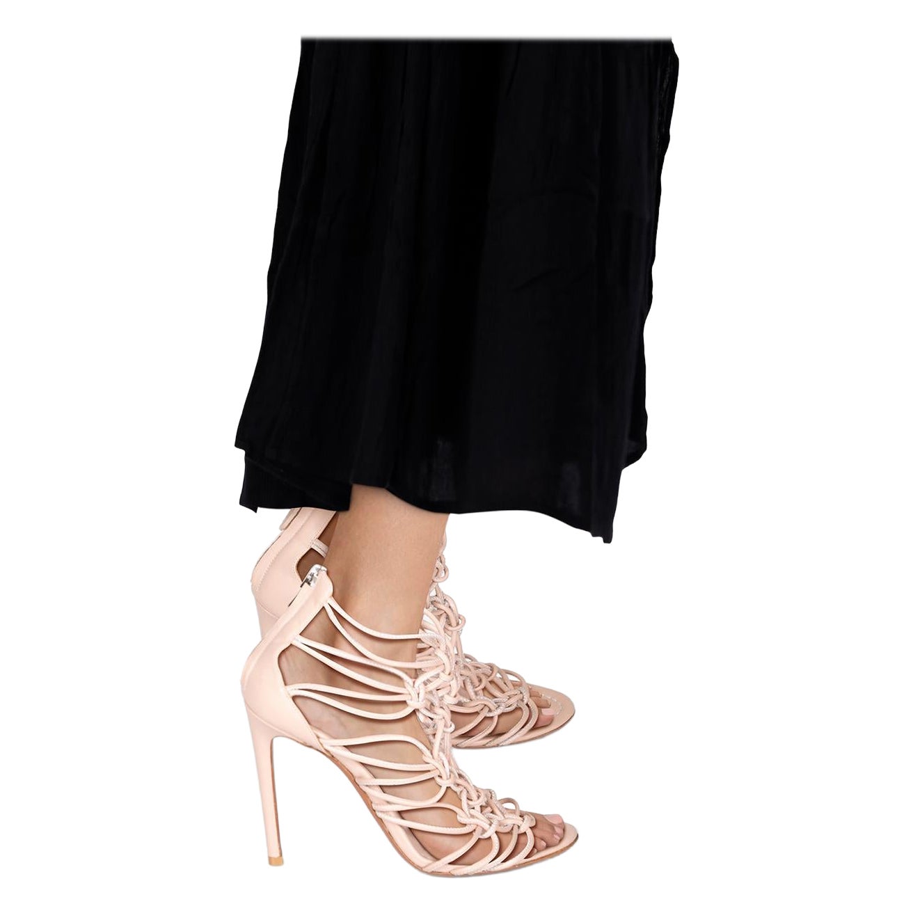 Alaïa Pink Leather Knot Detail Sandals Size IT 37.5