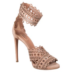 Alaïa Pink Suede Cutout High Heel Sandals Size IT 40
