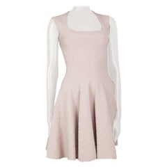 ALAIA pink viscose blend QUILTED LUREX Sleeveless Dress 38