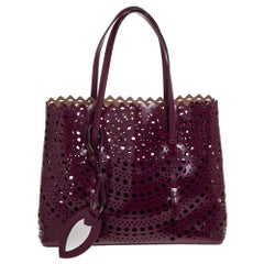 Alaia Plum Leather Mina 32 Tote