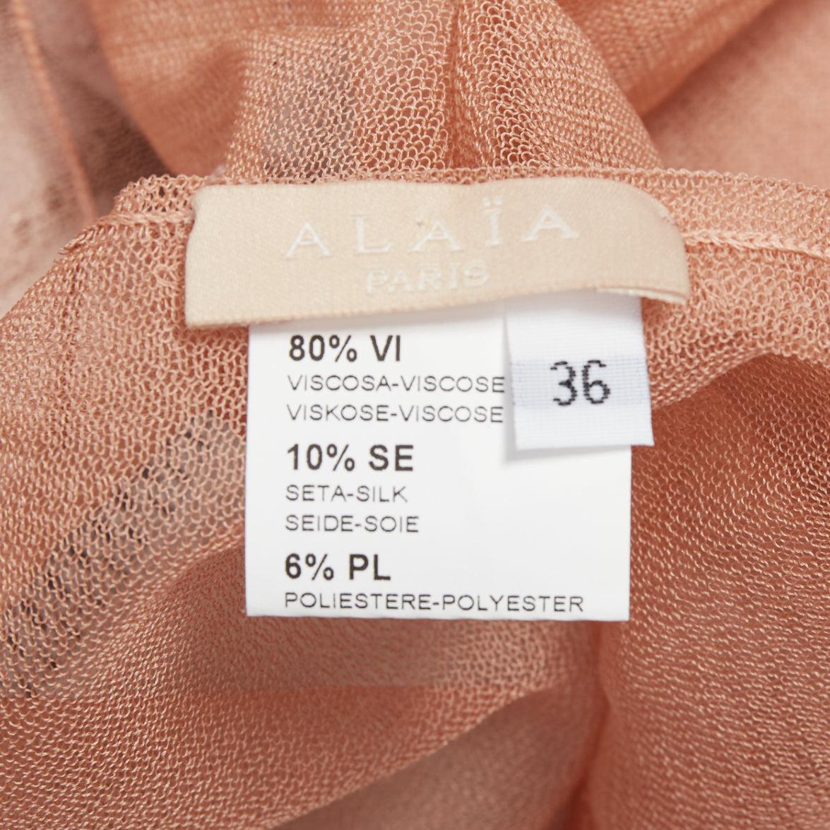 ALAIA - Robe évasée sans manches en viscose extensible gris poudré FR36 S en vente 4