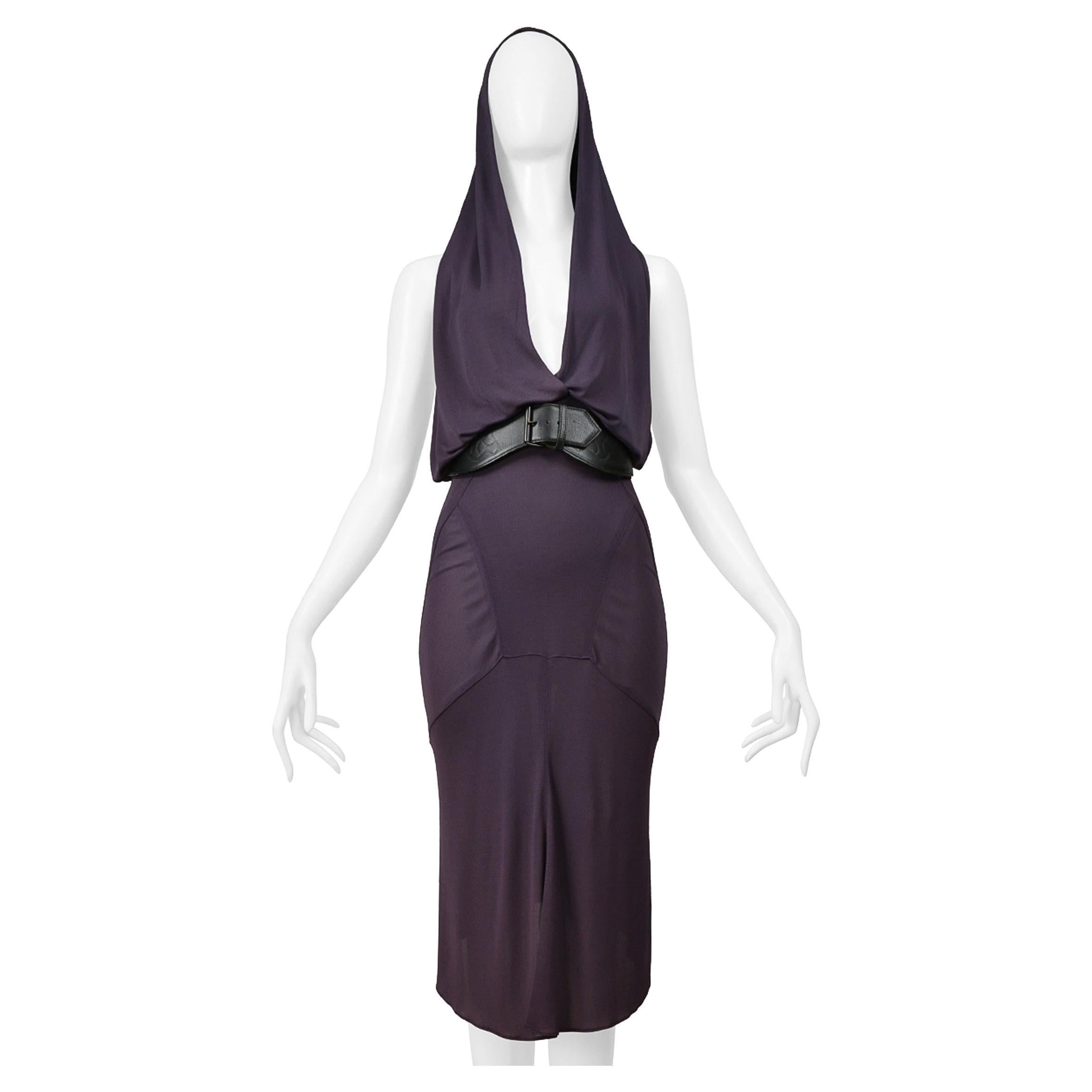 Alaïa Purple Jersey Hooded Dress 1984 For Sale