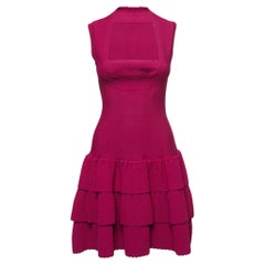 Alaia Purple Knit Scalloped Sleeveless Midi Dress S