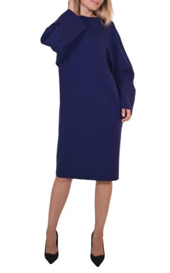 Alaïa Purple Wool Midi Dolman Long Sleeve Dress FR38
