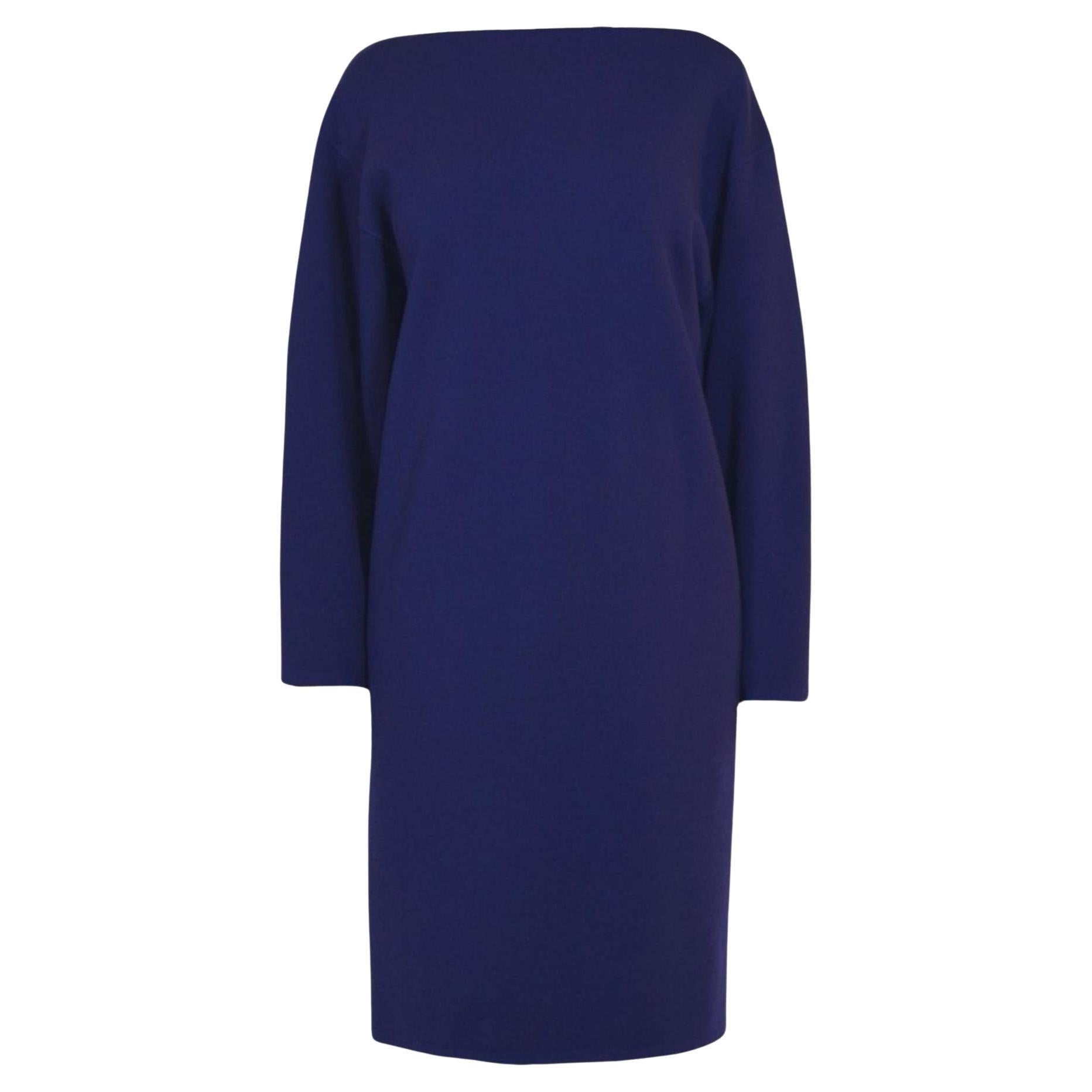 Alaïa Purple Wool Midi Dolman Long Sleeve Dress FR38
