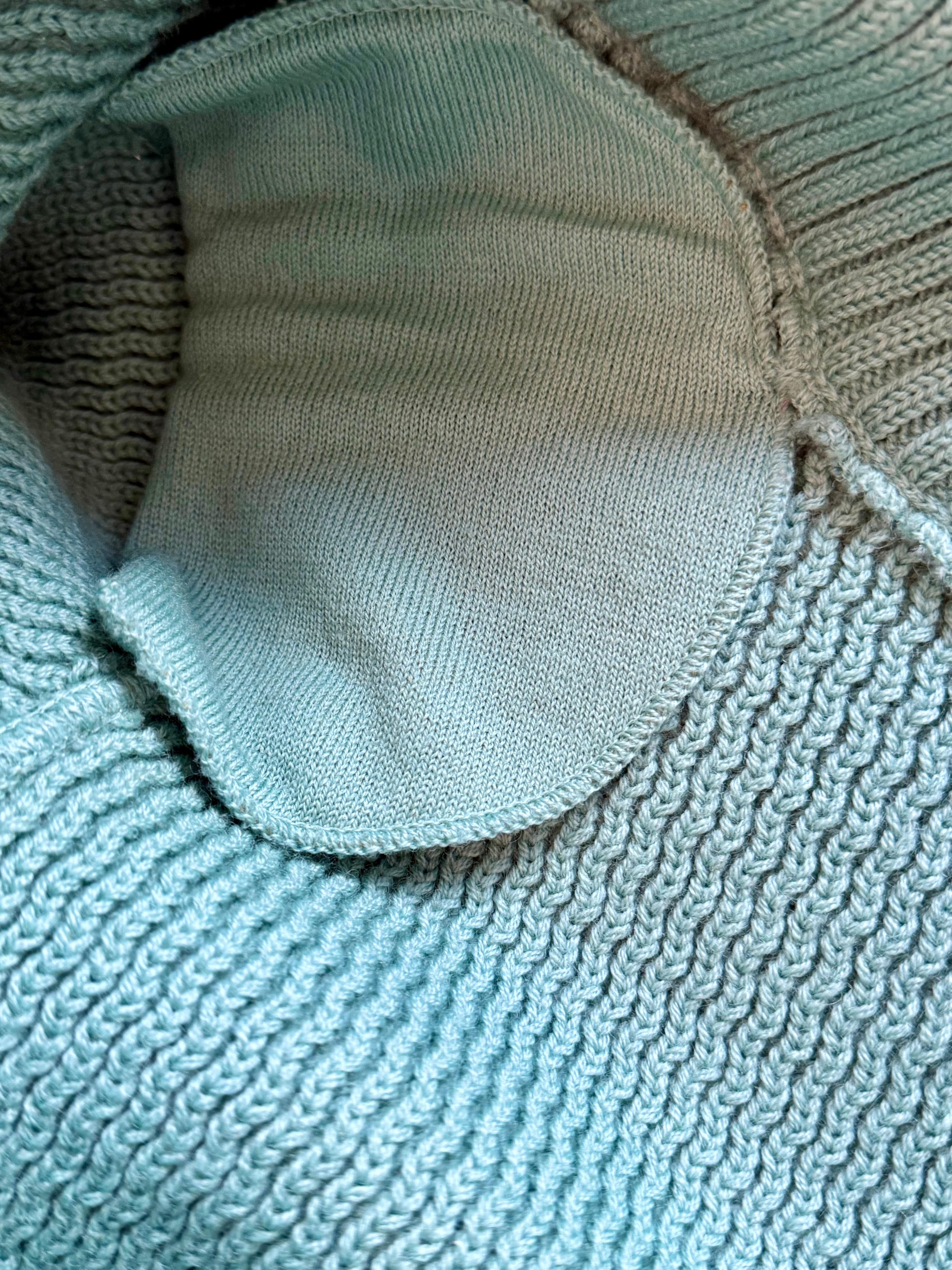 ALAÏA Rare Runway F/W 1986 Bleu turquoise Cardigan en maille côtelée Zip Sweater en vente 3