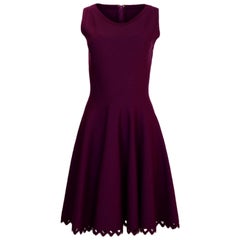 Alaia Raspberry Sleeveless Knit Flare Dress