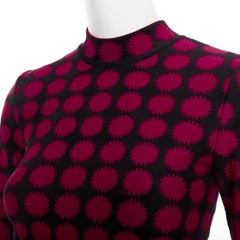 ALAIA red black viscose graphic polka dot illusion bodycon dress FR36 S