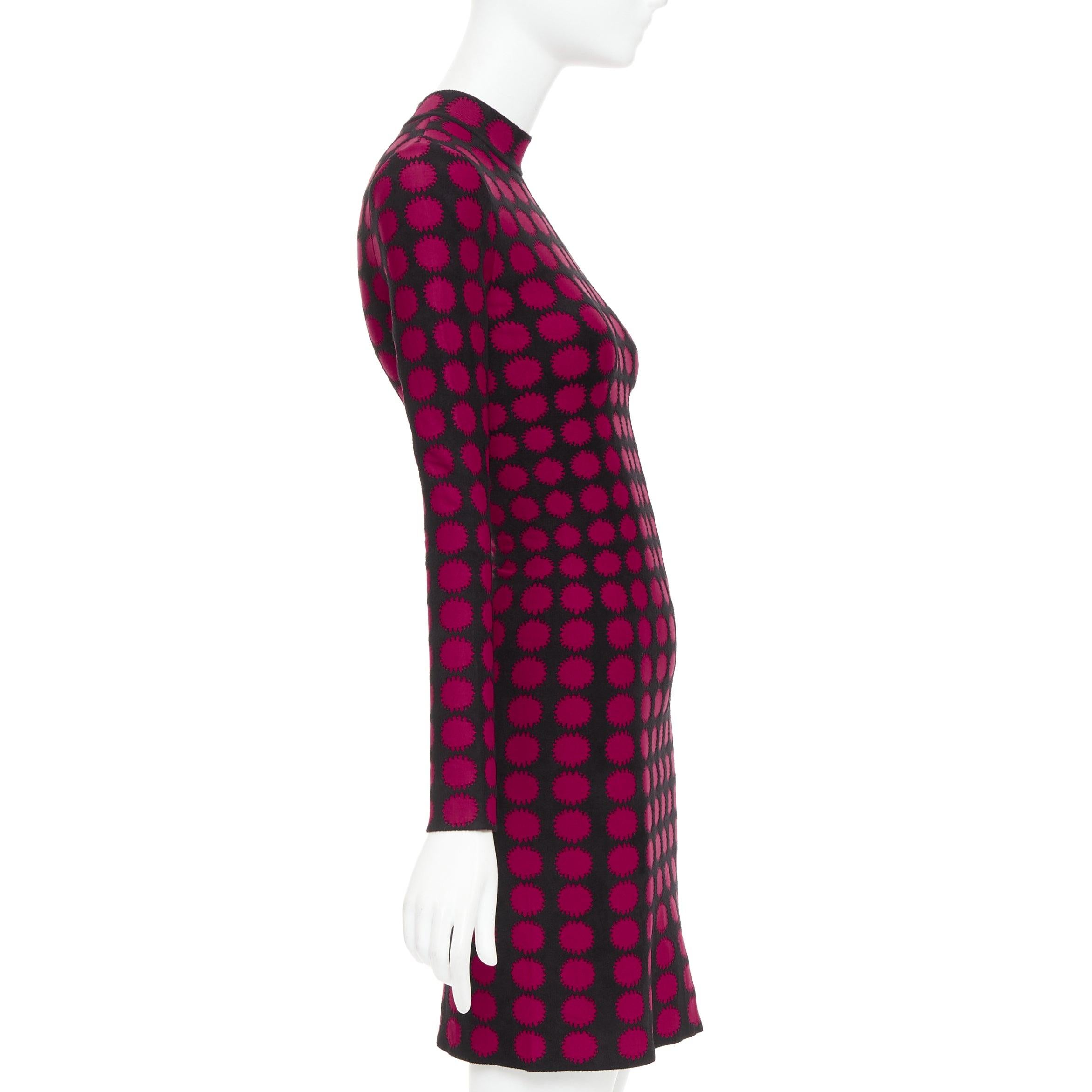 ALAIA abito bodycon in viscosa rosso nero con grafica a pois illusione FR36 S In condizioni ottime in vendita a Hong Kong, NT