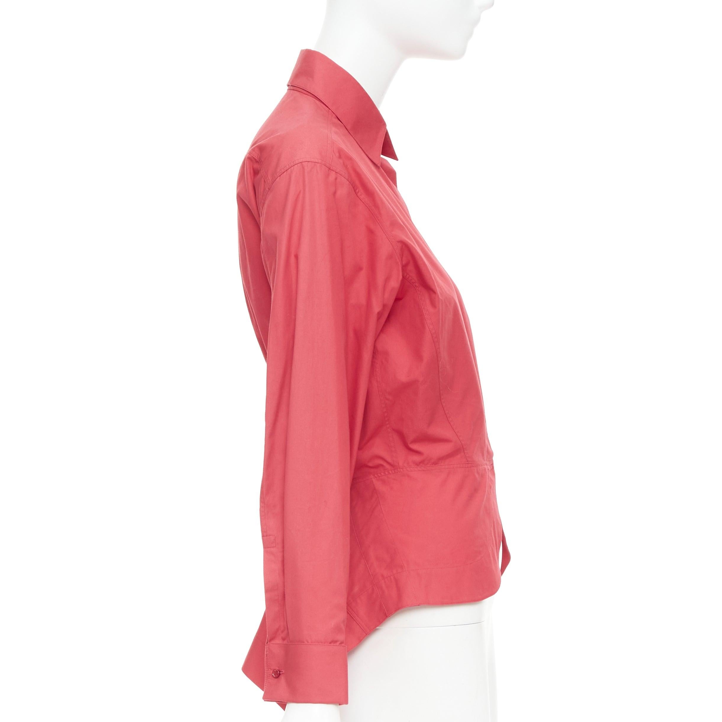 Peplum de pétalo de tulipán curvado de algodón rojo ALAIA  camisa mangas abullonadas FR36 S en Bueno estado para la venta en Hong Kong, NT